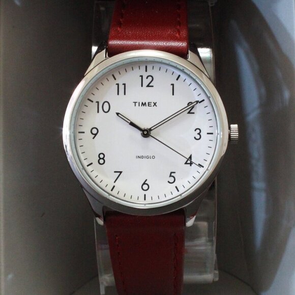 Times Ladies Easy Reader Quartz Watch Burgundy Strap 32mm main image 9